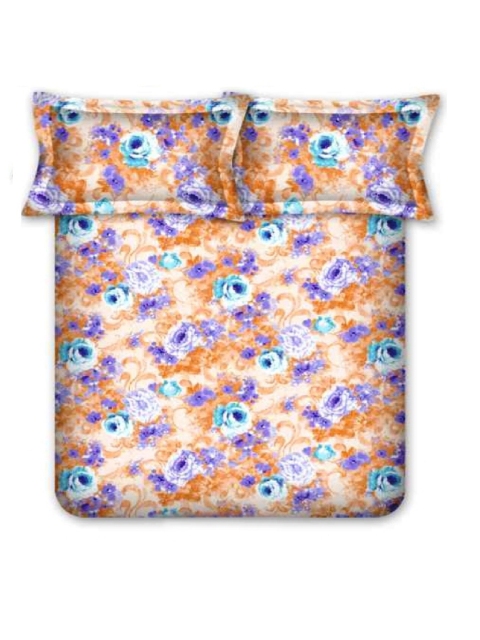 

BOMBAY DYEING Floral 120 TC King Bedsheet with 2 Pillow Covers, Orange