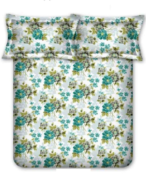 

BOMBAY DYEING Floral 120 TC Single Bedsheet with 1 Pillow Covers, Green