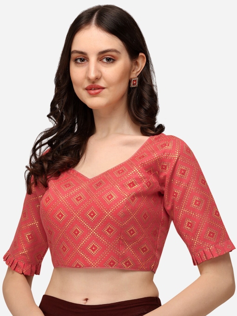 

Fab Dadu Orange Printed Readymade Saree Blouse