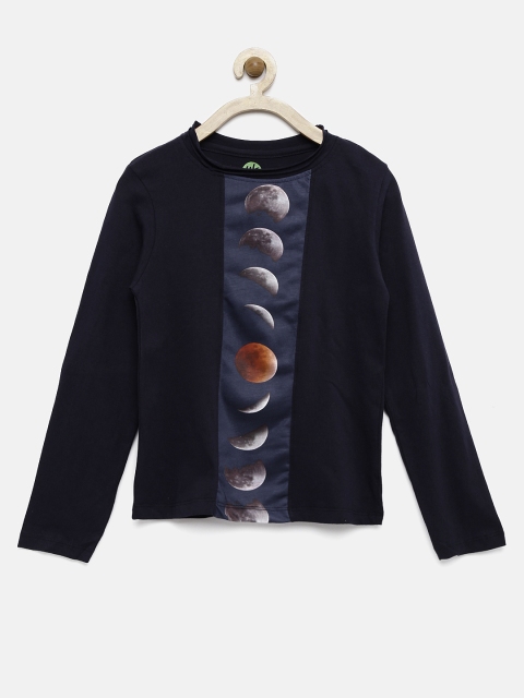 

YK Boys Navy Blue Printed Round Neck T-shirt