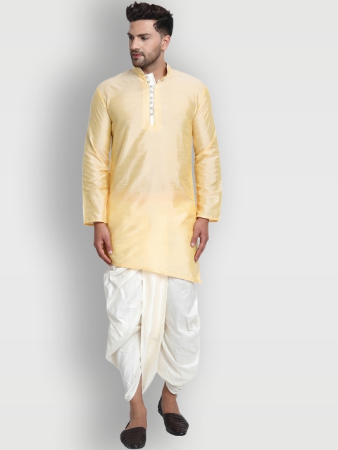 

Enciger Men Beige Dupion Silk Kurta with Dhoti Pants