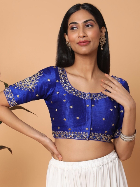 

SALWAR STUDIO Women Blue Embriodered Saree Blouse
