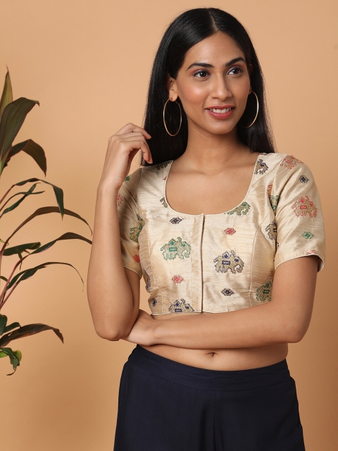 

SALWAR STUDIO Women Beige Embroidered Blouse