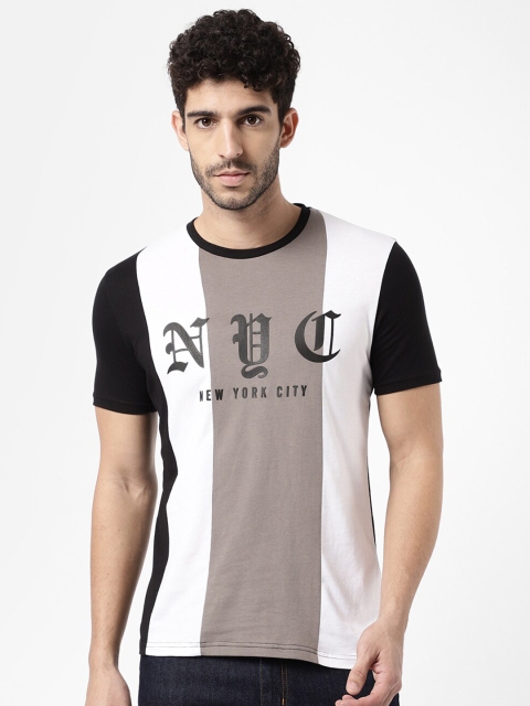 

R&B Men Black & Grey Typography Printed Cotton T-shirt