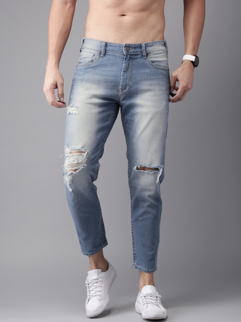 

Moda Rapido Men Blue Cropped Slim Fit Mid-Rise Mildly Distressed Stretchable Jeans