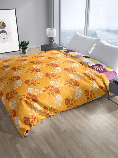 

Aura Mustard & White Floral Mild Winter 300 GSM Double Bed Quilt