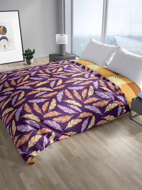 

Aura Purple & Brown Checked Mild Winter Cotton 300 GSM Reversible Double Bed Quilt