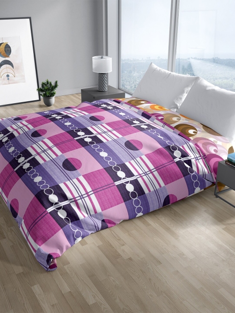 

Aura Purple & Off White Geometric Mild Winter 300 GSM Double Bed Quilt