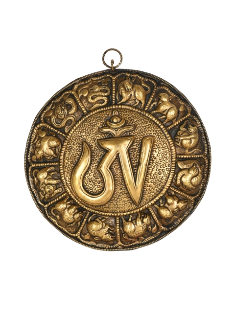 

Exotic India Gold-Toned Tibetan Buddhist OM Surrounded by Twelve Tibetan Zodiac Signs