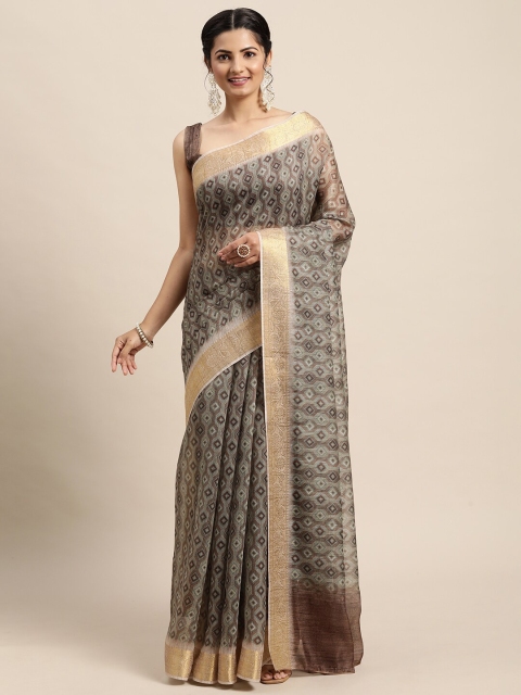 

Saree mall Olive Green & Gold-Toned Zari Banarasi Sarees