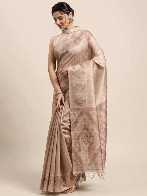 

Saree mall Beige Ethnic Motifs Silk Blend Bagh Sarees