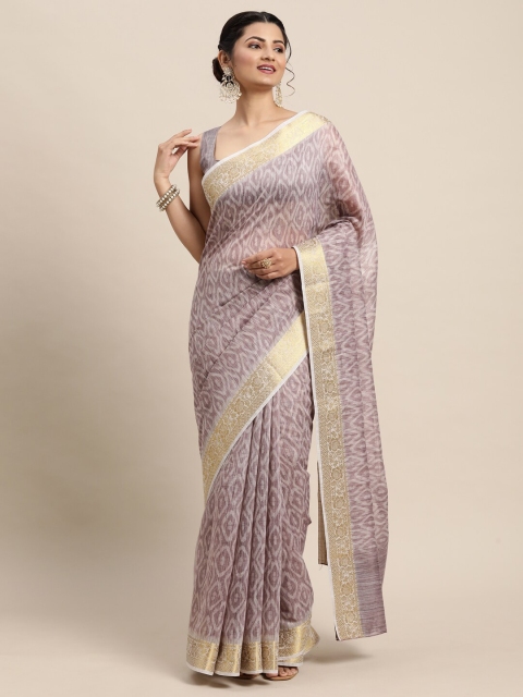 

Saree mall Mauve & Gold-Toned Zari Banarasi Sarees