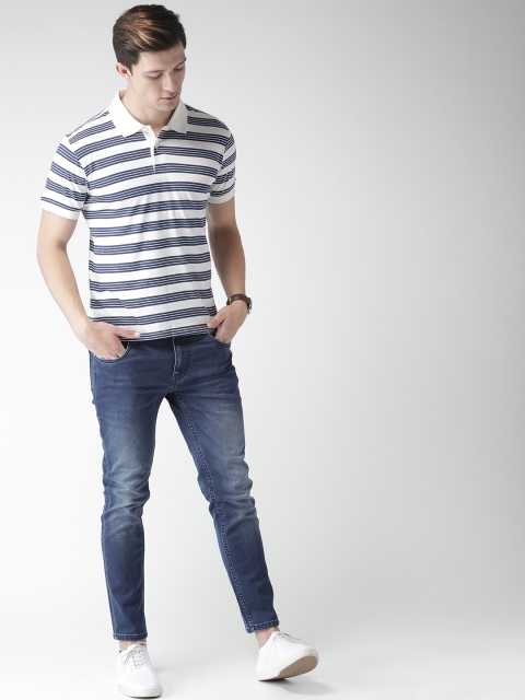 

Mast & Harbour Men White Striped Polo Collar T-shirt