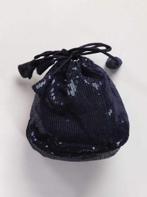 

Swtantra Blue Embellished Tasselled Potli Clutch