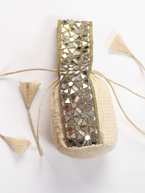 

Swtantra Beige Embellished Bucket Shoulder Bag