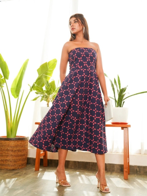 

NANGALIA RUCHIRA Magenta Floral Off-Shoulder Midi Dress