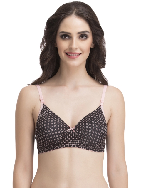 

Clovia Black Printed Non-Wired Lightly Padded T-shirt Bra BR0897P1338C