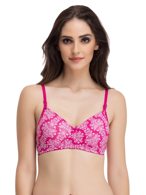 

Clovia Pink Printed Non-Wired Lightly Padded T-shirt Bra BR0897P1440C
