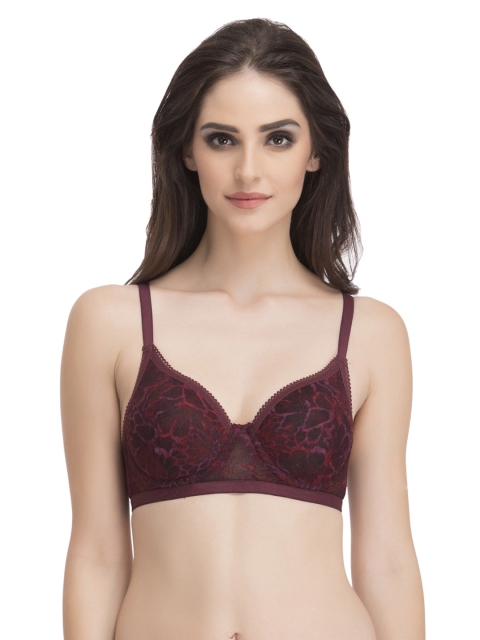 

Clovia Maroon Lace Underwired Lightly Padded Demi Cup Push-Up Bra BR0918P0938C