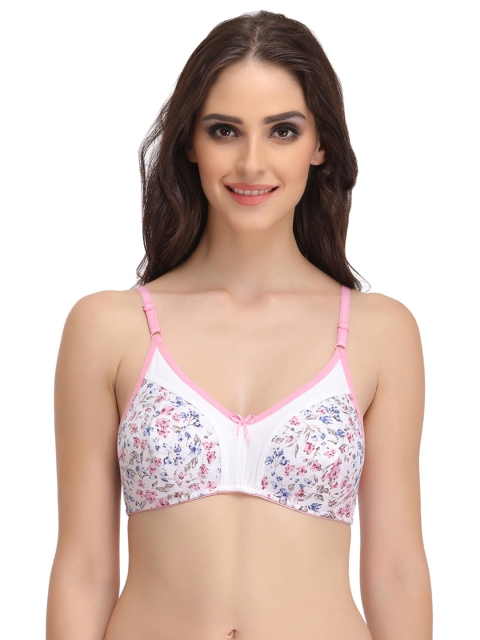 

Clovia White & Pink Printed Non-Wired Non-Padded Everyday Bra BR0933P1840C