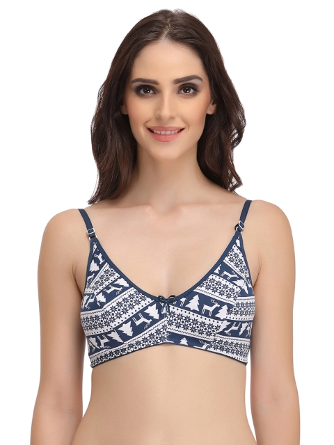 

Clovia Blue & White Printed Non-Wired Non-Padded Everyday Bra BR0934P0840C