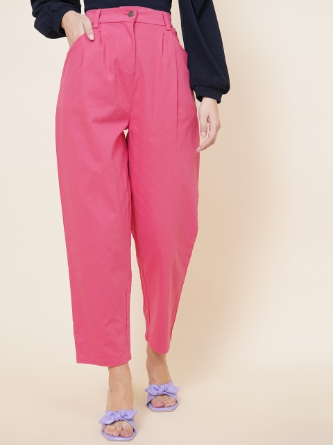 

DressBerry Women Fuchsia Original High-Rise Pleated Trousers