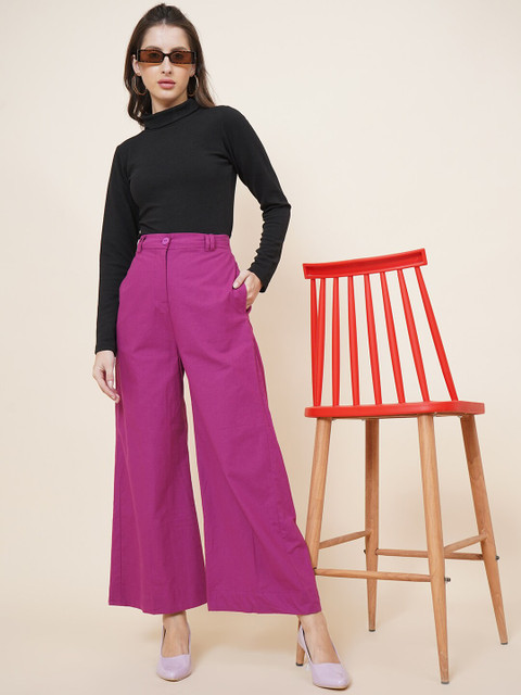 

DressBerry Women Original High-Rise Trousers, Purple