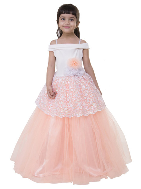 

Samsara Couture Off White Embellished Off-Shoulder Applique Net Maxi Dress