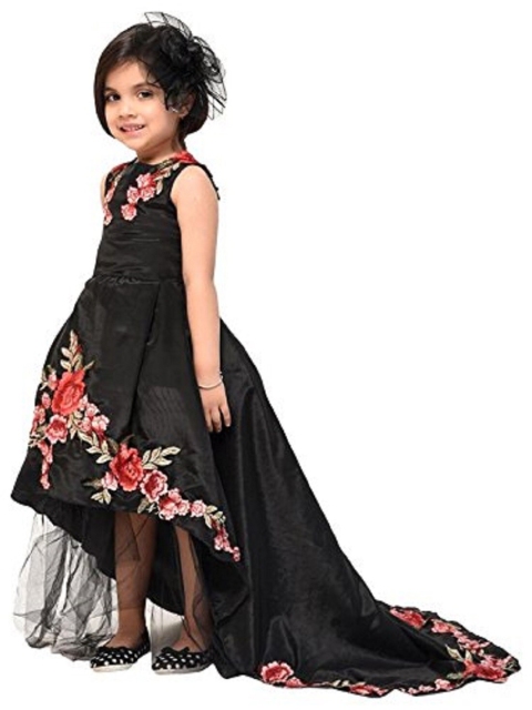 

Samsara Couture Black Floral Net Maxi Dress