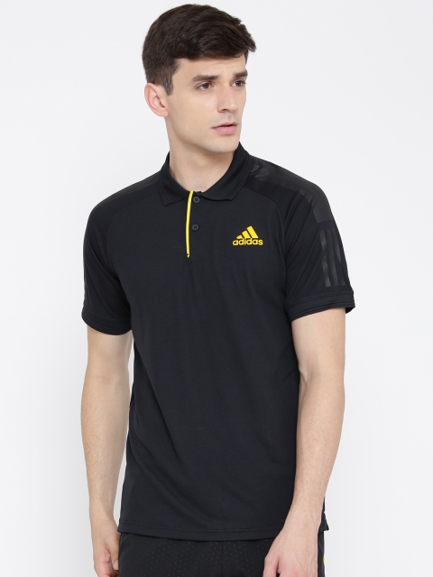 

ADIDAS Men Black Barricade Solid Polo Collar T-shirt