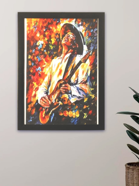 

SHREE KALA HOME DECOR Multicoloured Rockstar With Guitar Wall Painting, Multi