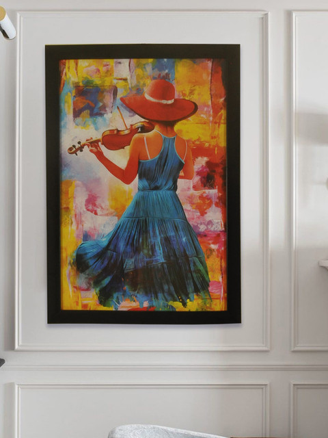 

SHREE KALA HOME DECOR Woman with Violin Painting Wall Art, Multi