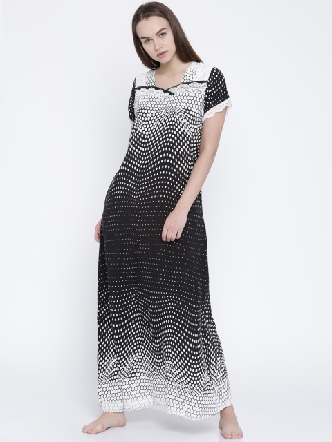 

Sweet Dreams Black & White Printed Maxi Nightdress
