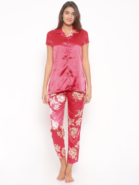 

SDL by Sweet Dreams Coral Pink Printed Night Suit 2764A7
