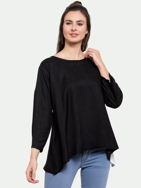 

PATRORNA Women Black Solid A-line Top