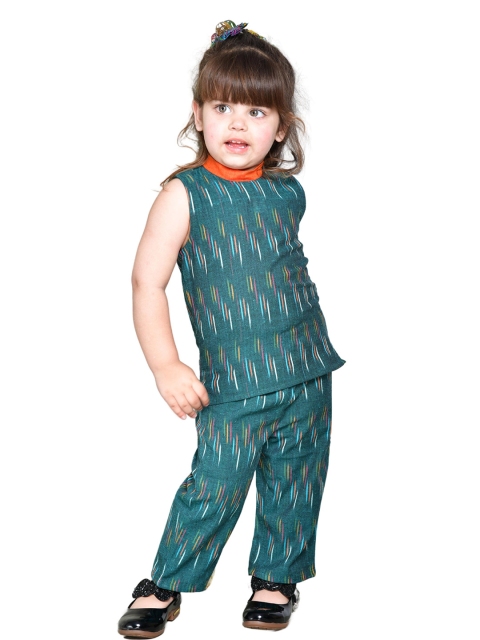 

Tiny Bunnies Girls Green & Orange Top with Trousers