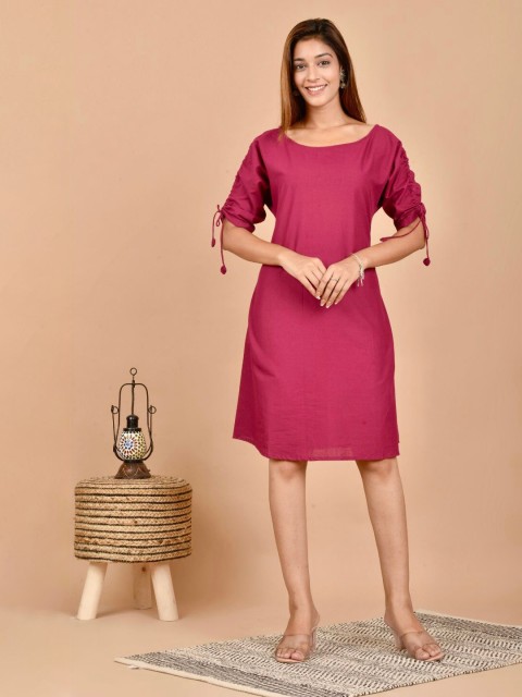 

PINKVILLE JAIPUR Burgundy A-Line Rayon Dress