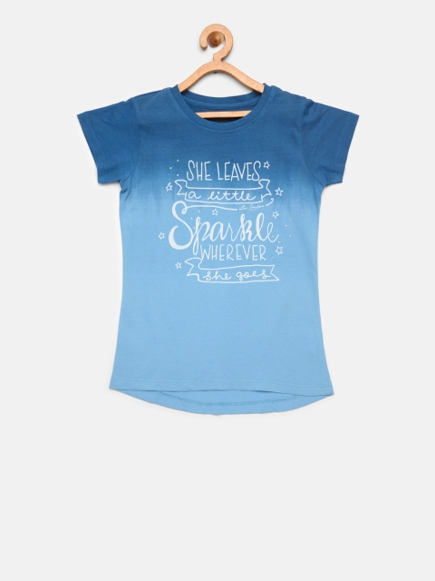 

Lee Cooper Girls Blue Dyed Printed Round Neck Pure Cotton T-shirt