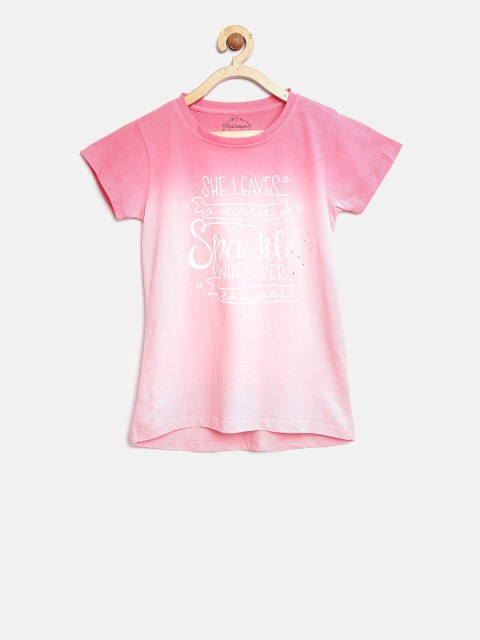 

Lee Cooper Girls Pink Dyed Printed Round Neck Pure Cotton T-shirt