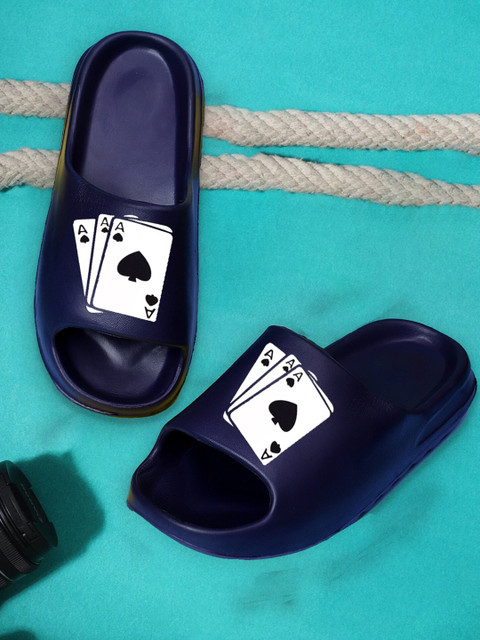 

Pampy Angel Men Printed Rubber Sliders Flip Flops, Blue