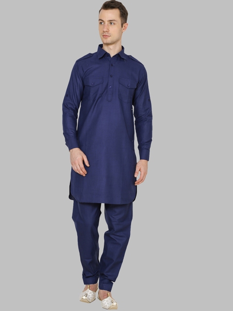 

ROYAL KURTA Men Navy Blue Kurta with Pyjama