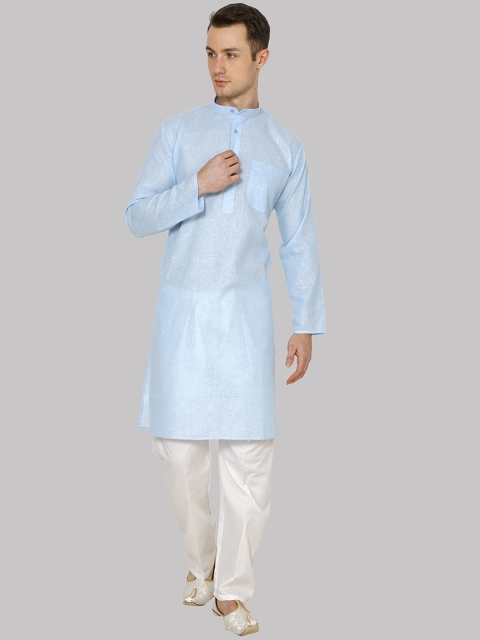 

ROYAL KURTA Men Blue Solid Kurta with Pyjama