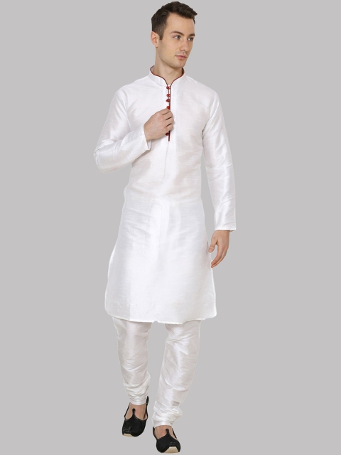 

ROYAL KURTA Men White Dupion Silk Kurta with Churidar