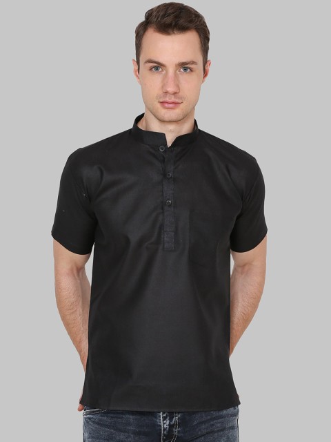 

ROYAL KURTA Men Black Solid Short Kurta