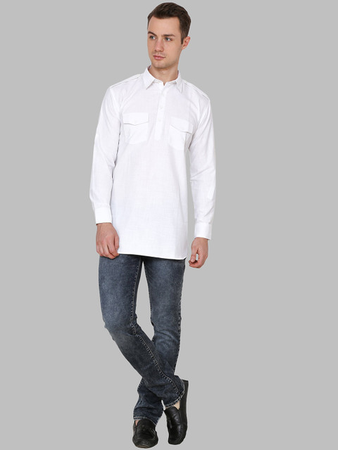 

ROYAL KURTA Men White Pathani Kurta