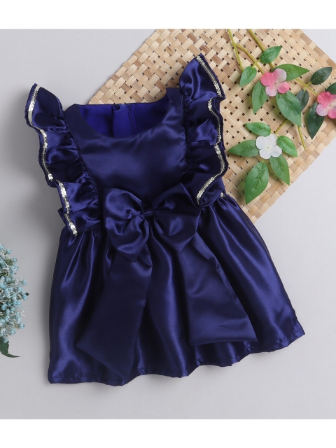 

MANY FROCKS & Girls Blue Satin A-Line Dress