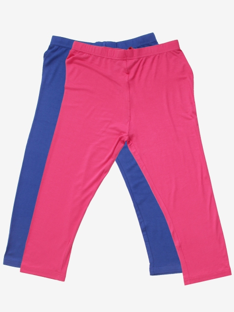 

Sweet Dreams Women Blue & Pink Solid Regular Fit Capris