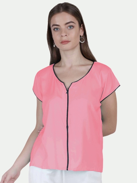 

PATRORNA Women Plus Size Pink Solid Regular Top