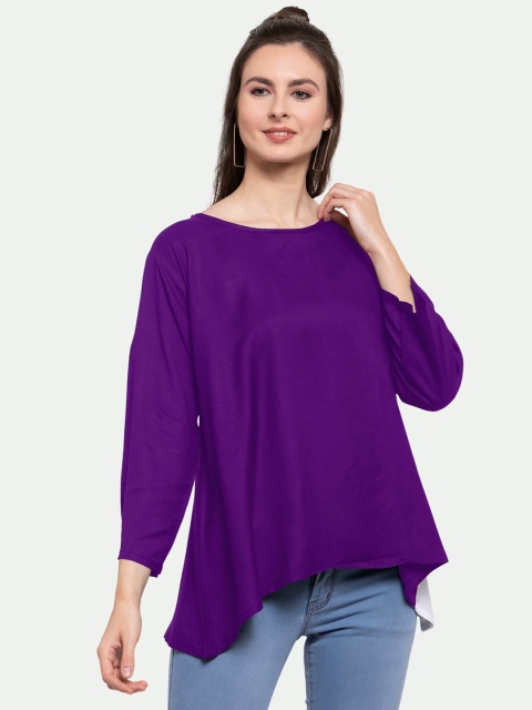 

PATRORNA Women Purple Solid A-line Top