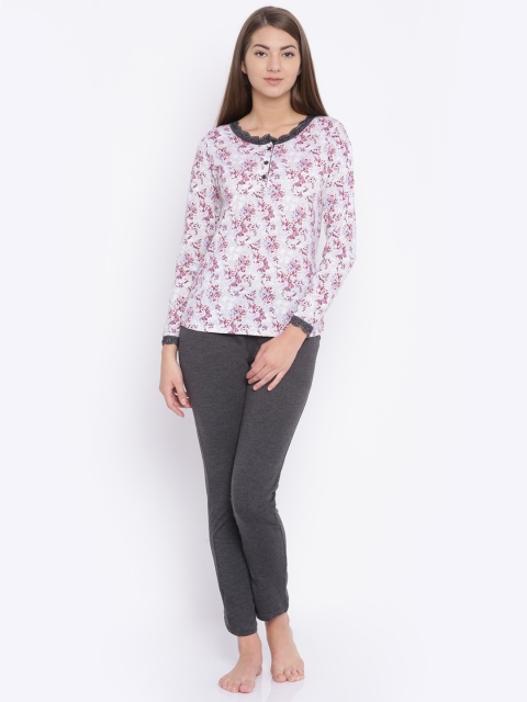 

Sweet Dreams Beige & Charcoal Grey Printed Nightsuit 2220G7